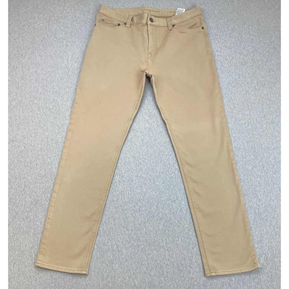 Banana Republic Pants Mens 33 x 32 Beige Cotton Blend Stretch Slim Fit Traveler‎